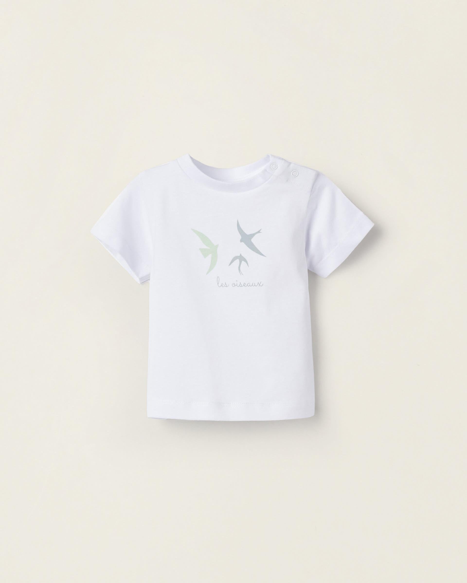 Cotton T shirt for Newborn Babies Little Bird White