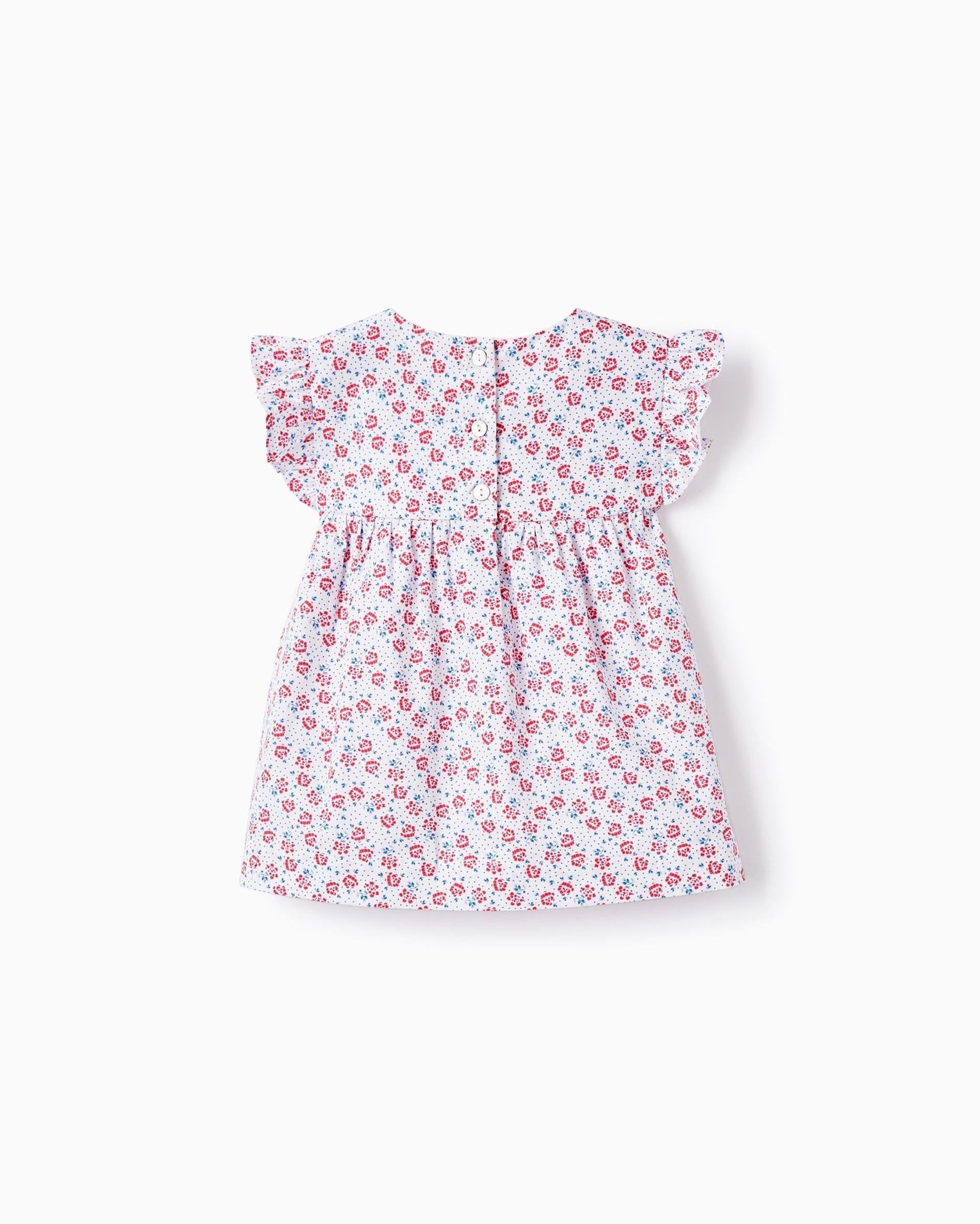 Floral Cotton Blouse for Baby Girls, White
