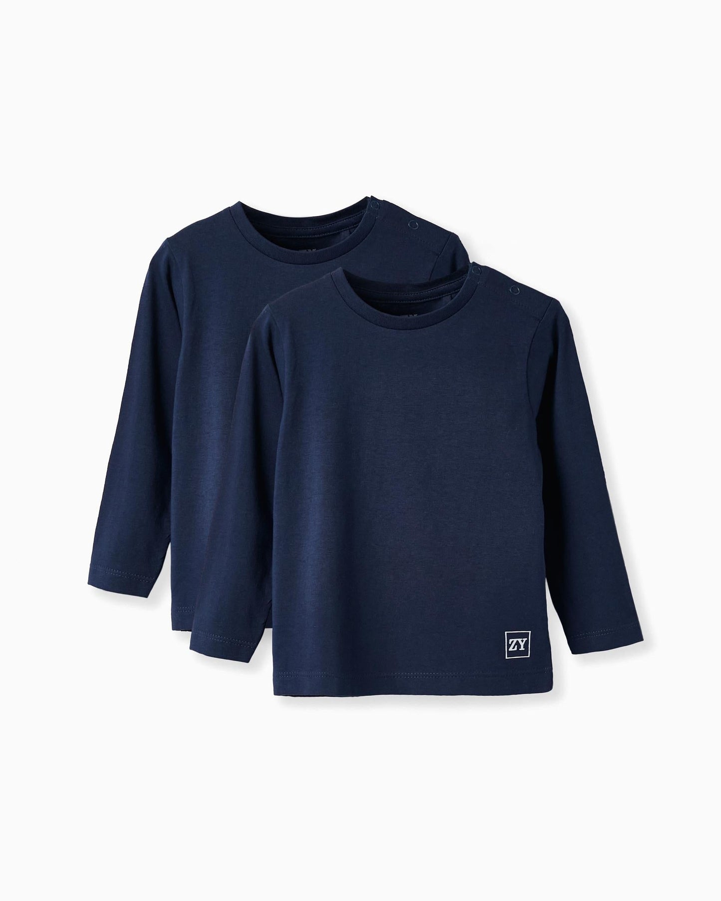 Pack of 2 Long Sleeve T-Shirts for Baby Boys, Dark Blue