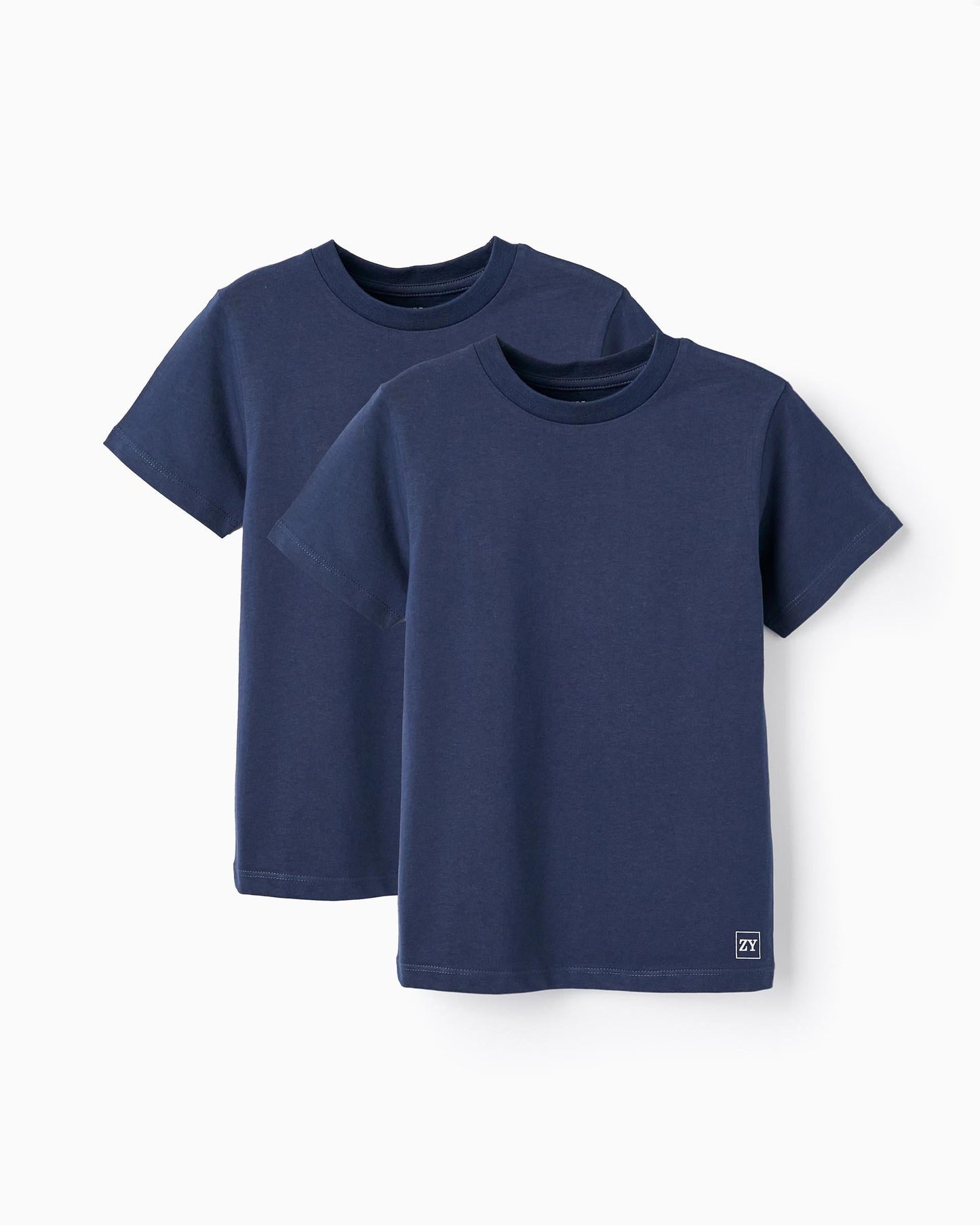 Pack of 2 Short Sleeve T-Shirts for Boys, Dark Blue