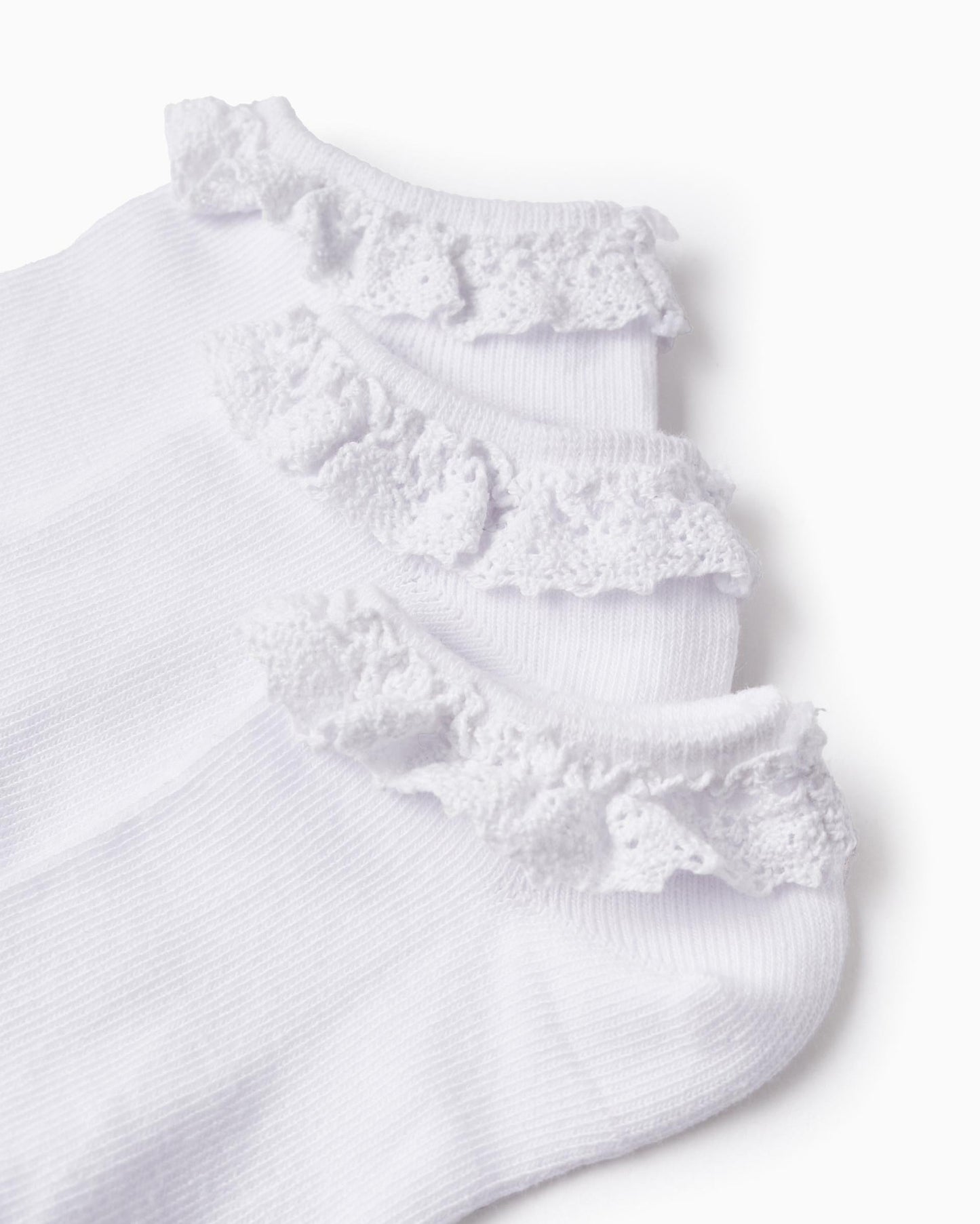 Pack of 3 Pairs of Socks with Lace for Girls, White