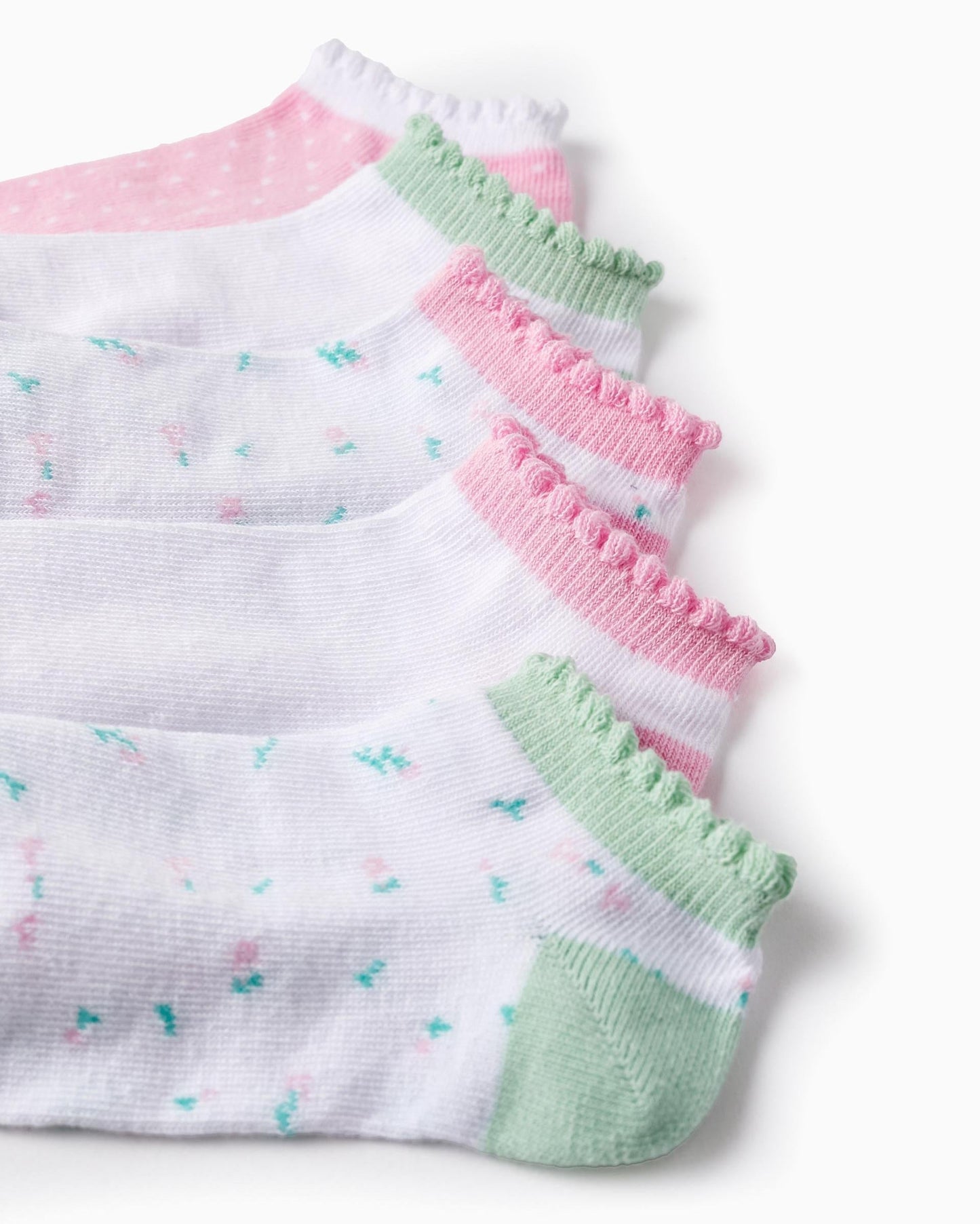 Pack of 5 Pairs of Ankle Socks for Girls 'Flowers', Multicolour
