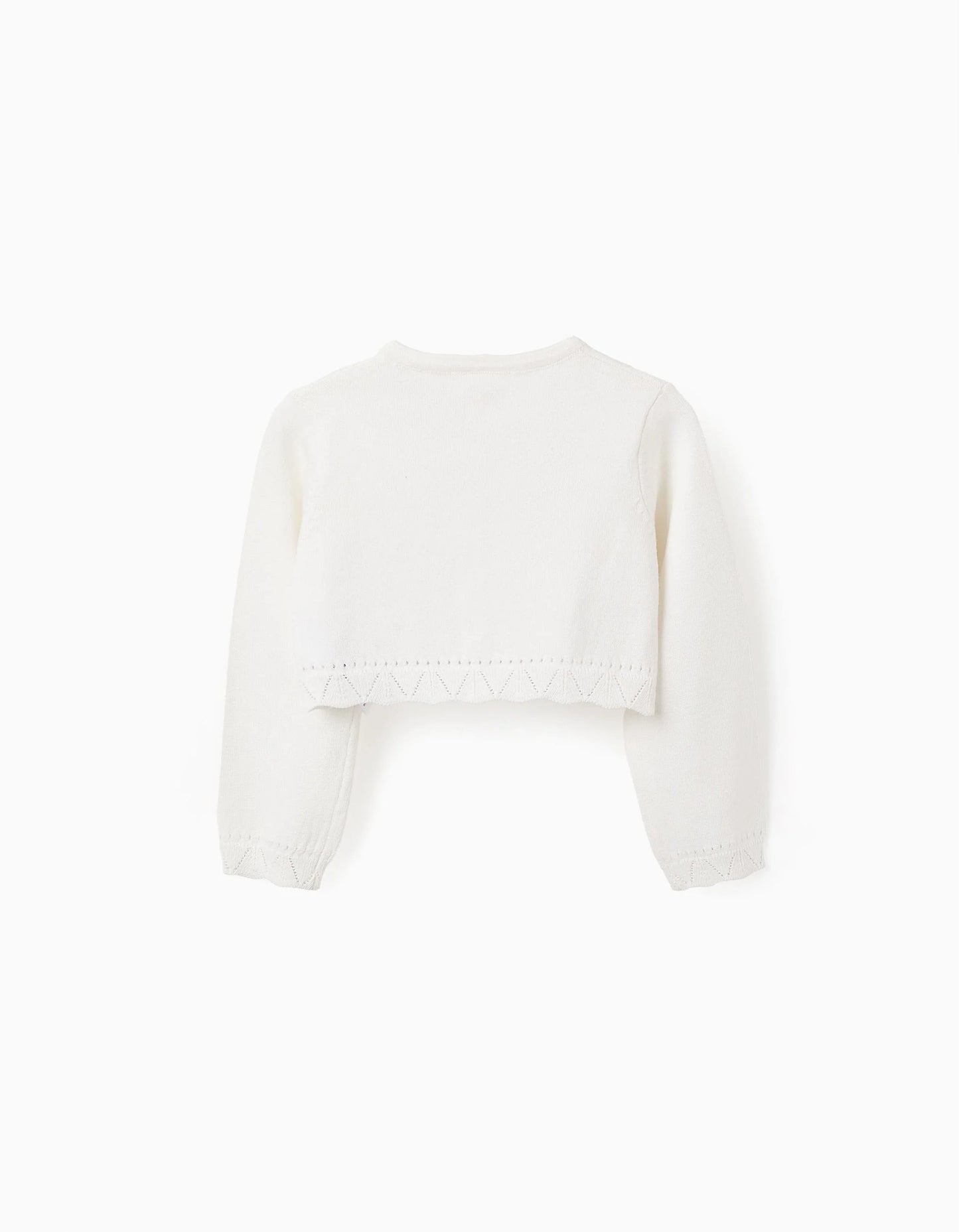 Cardigan with Openwork Details for Baby Girls, White