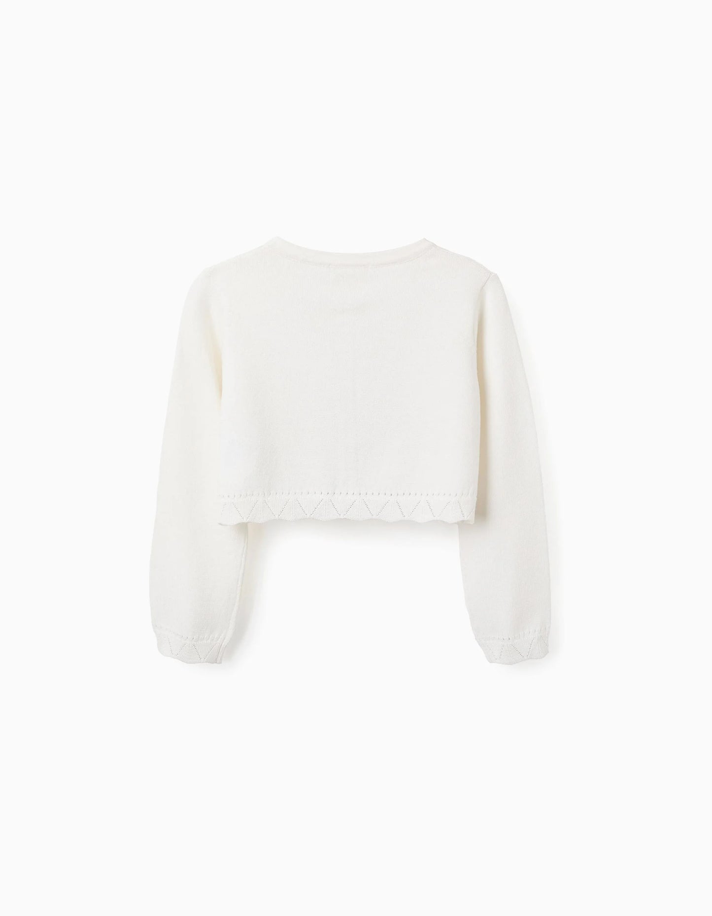 Bolero with Broderie Anglaise Details for Girls, White