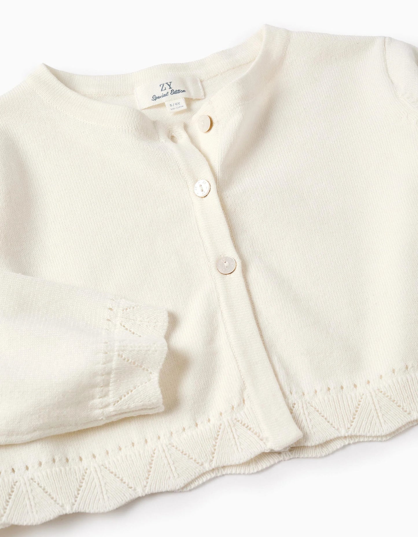 Bolero with Broderie Anglaise Details for Girls, White