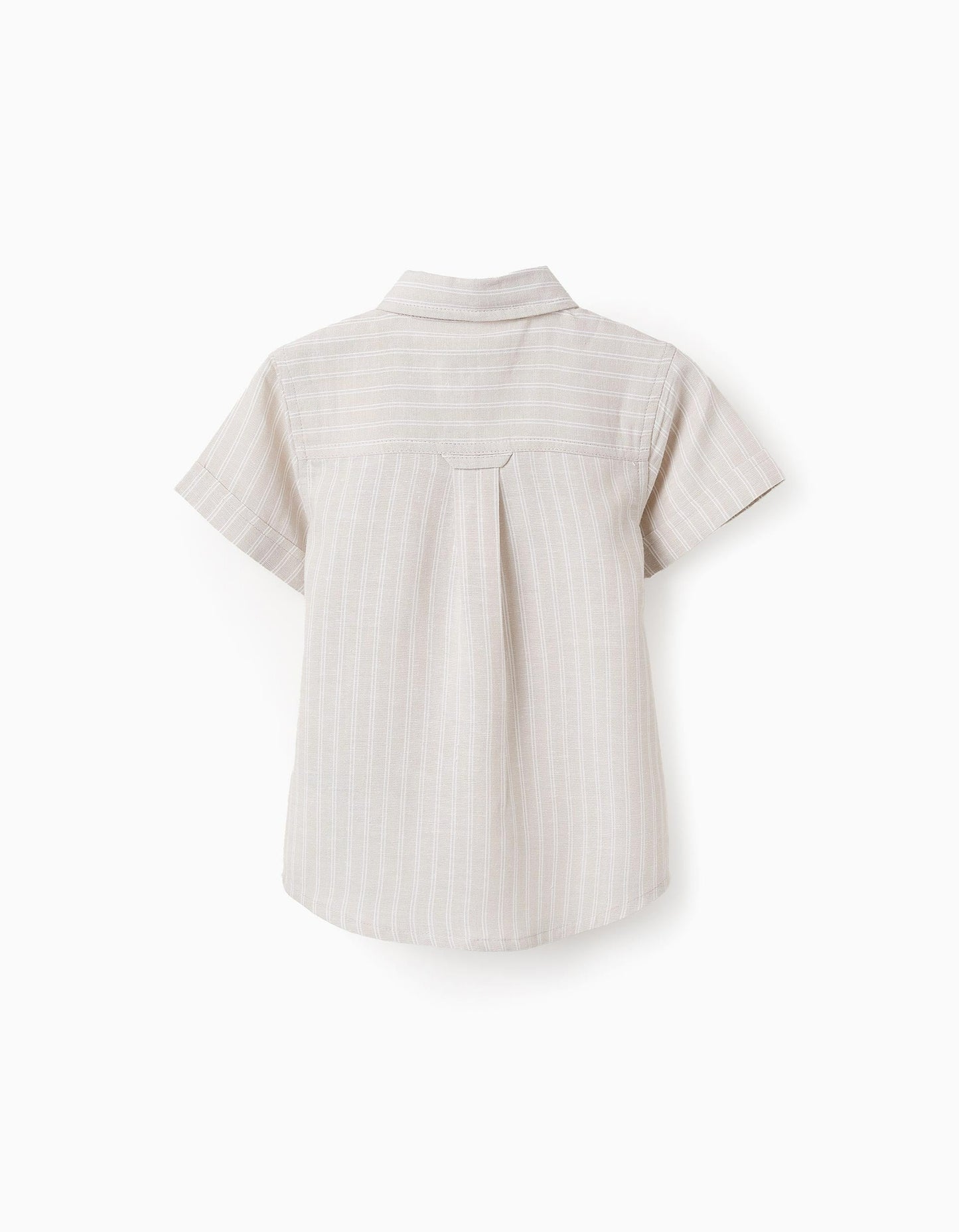 Short-sleeved Striped Shirt for Baby Boys, Beige/White