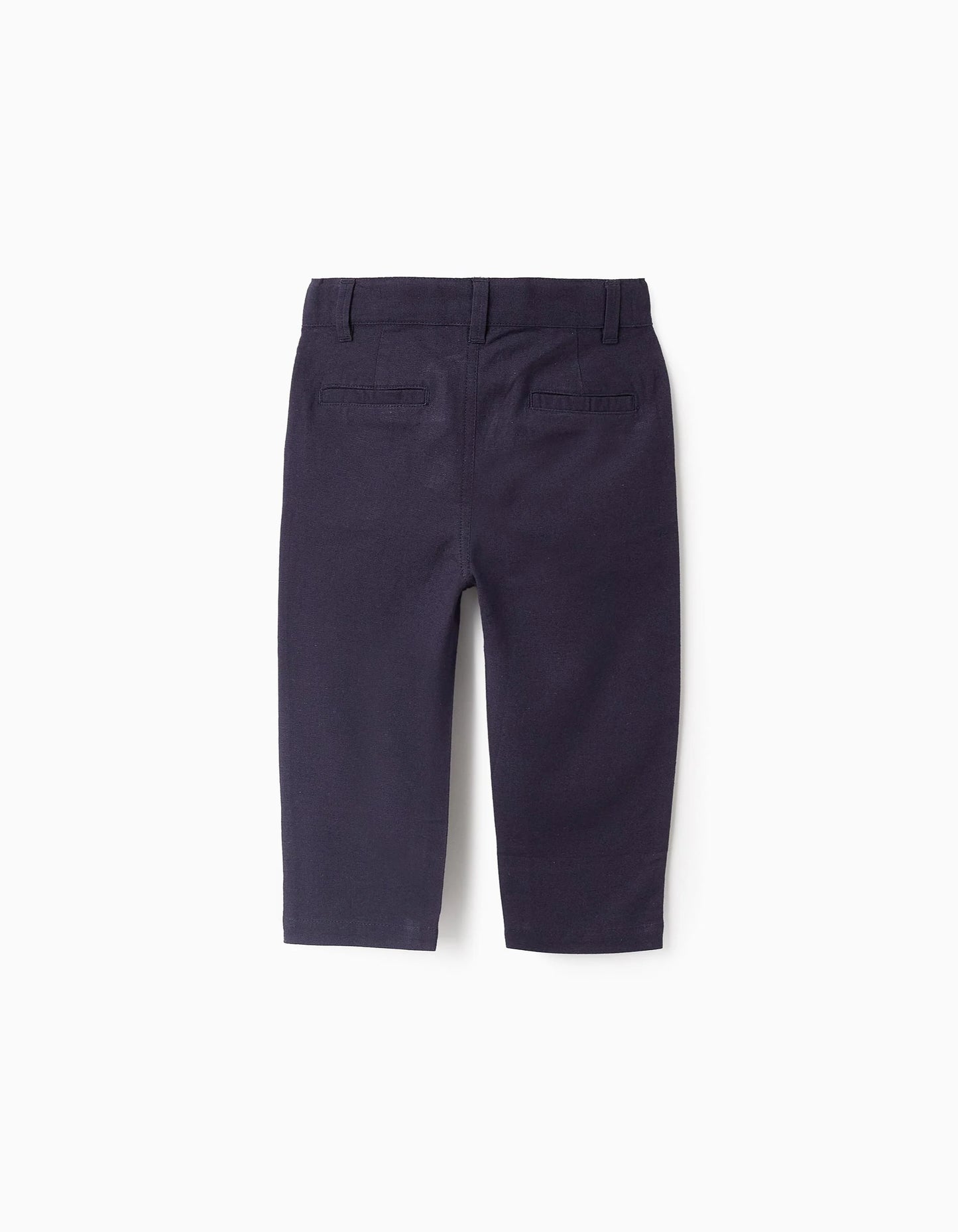 Cotton and Linen Chino Trousers for Baby Boys, Dark Blue