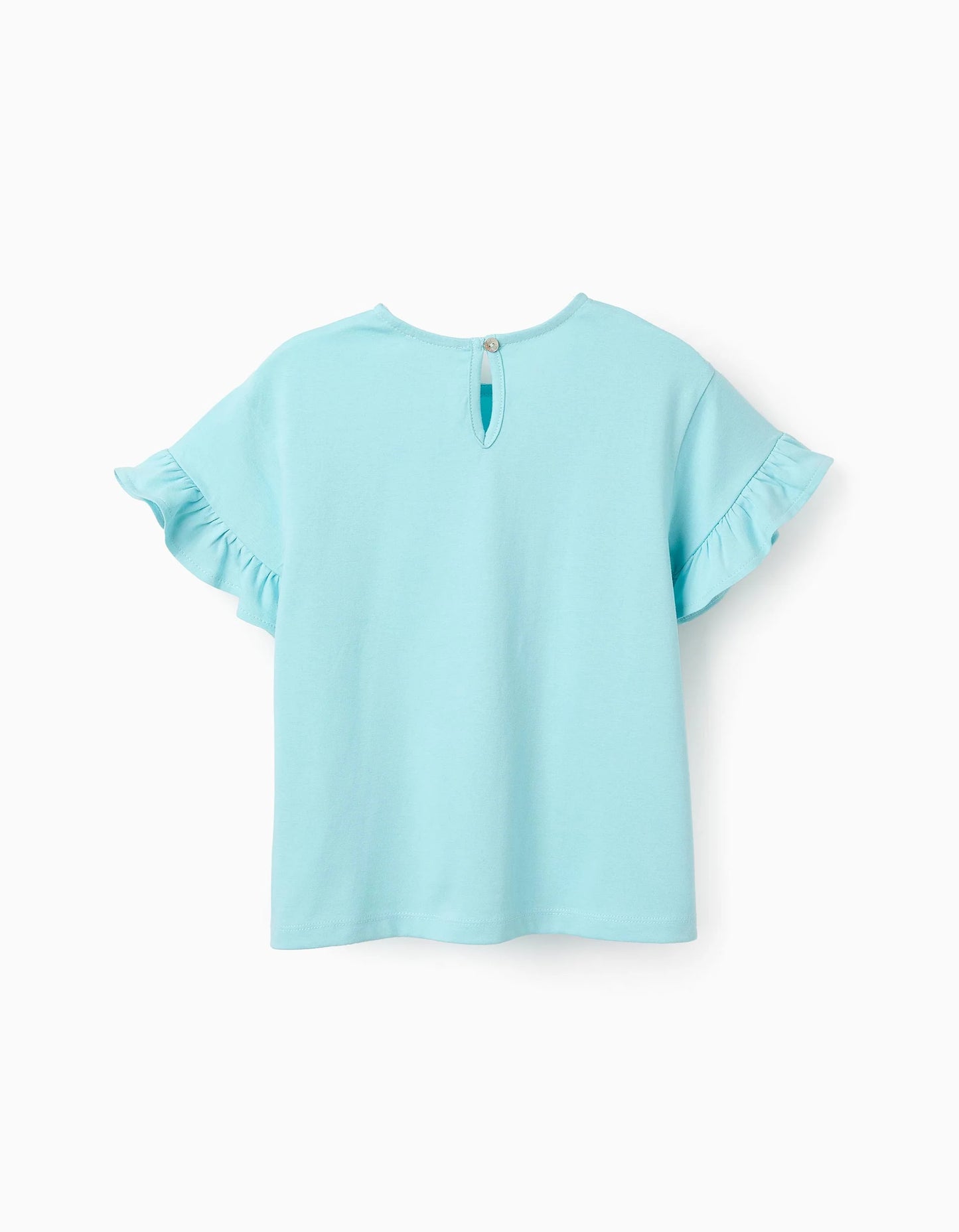 Cotton T-shirt with 3D Butterflies for Girls, Blue