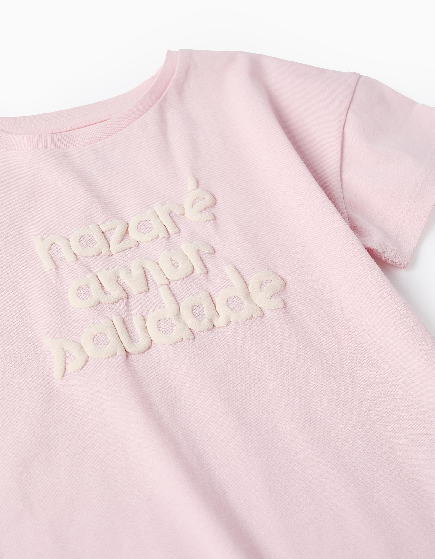 Cotton T-shirt for Girls 'Nazare, Love, Longing', Pink