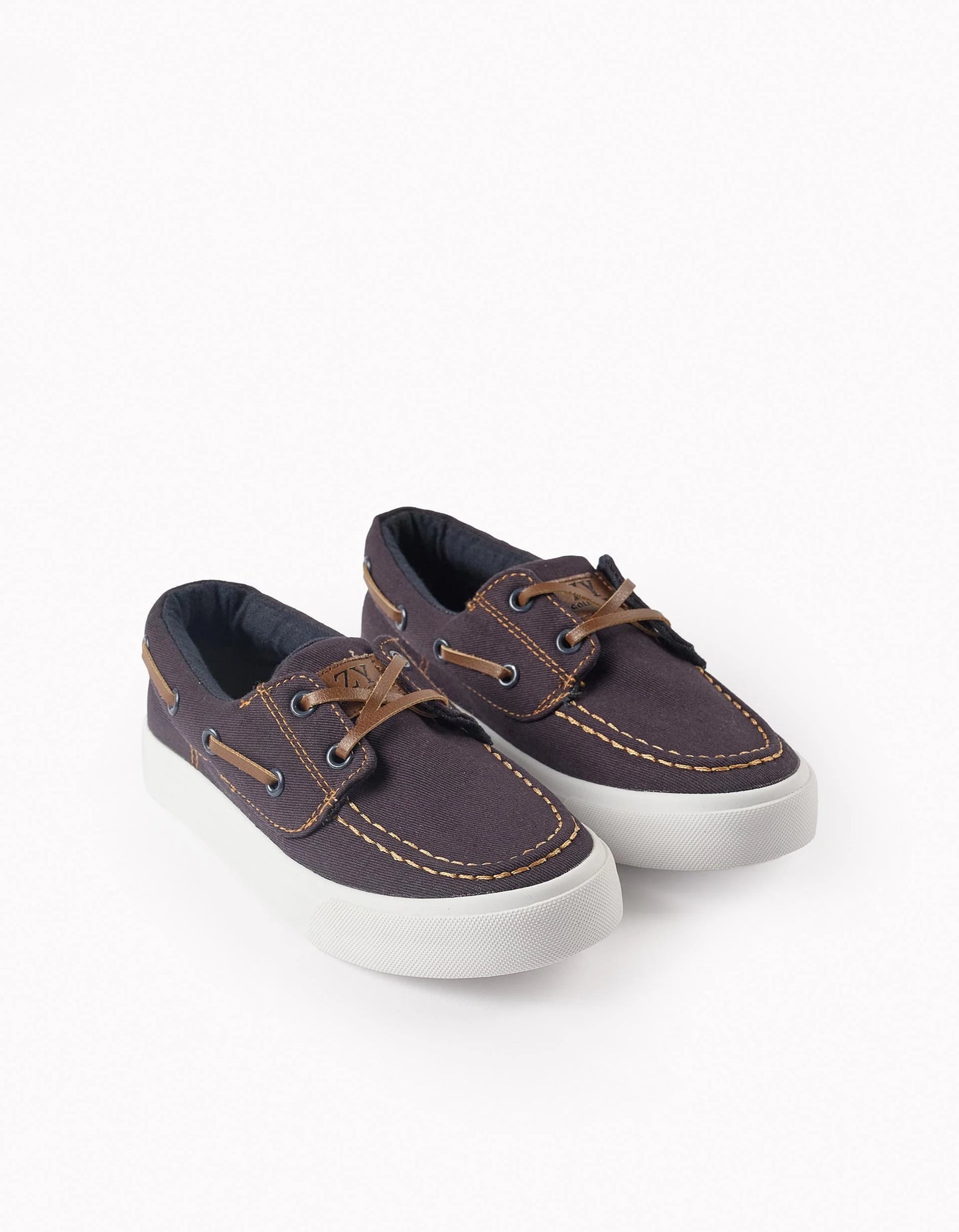 Twill Deck Shoes for Boys, Dark Blue