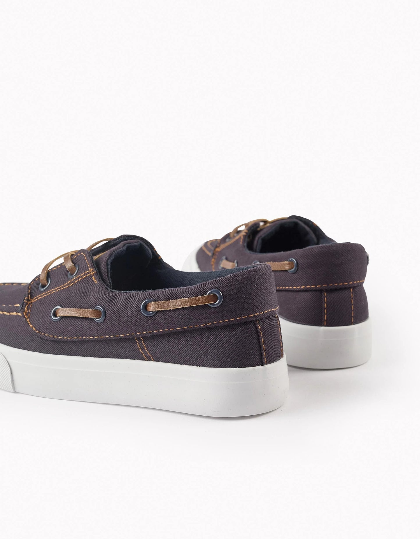 Twill Deck Shoes for Boys, Dark Blue