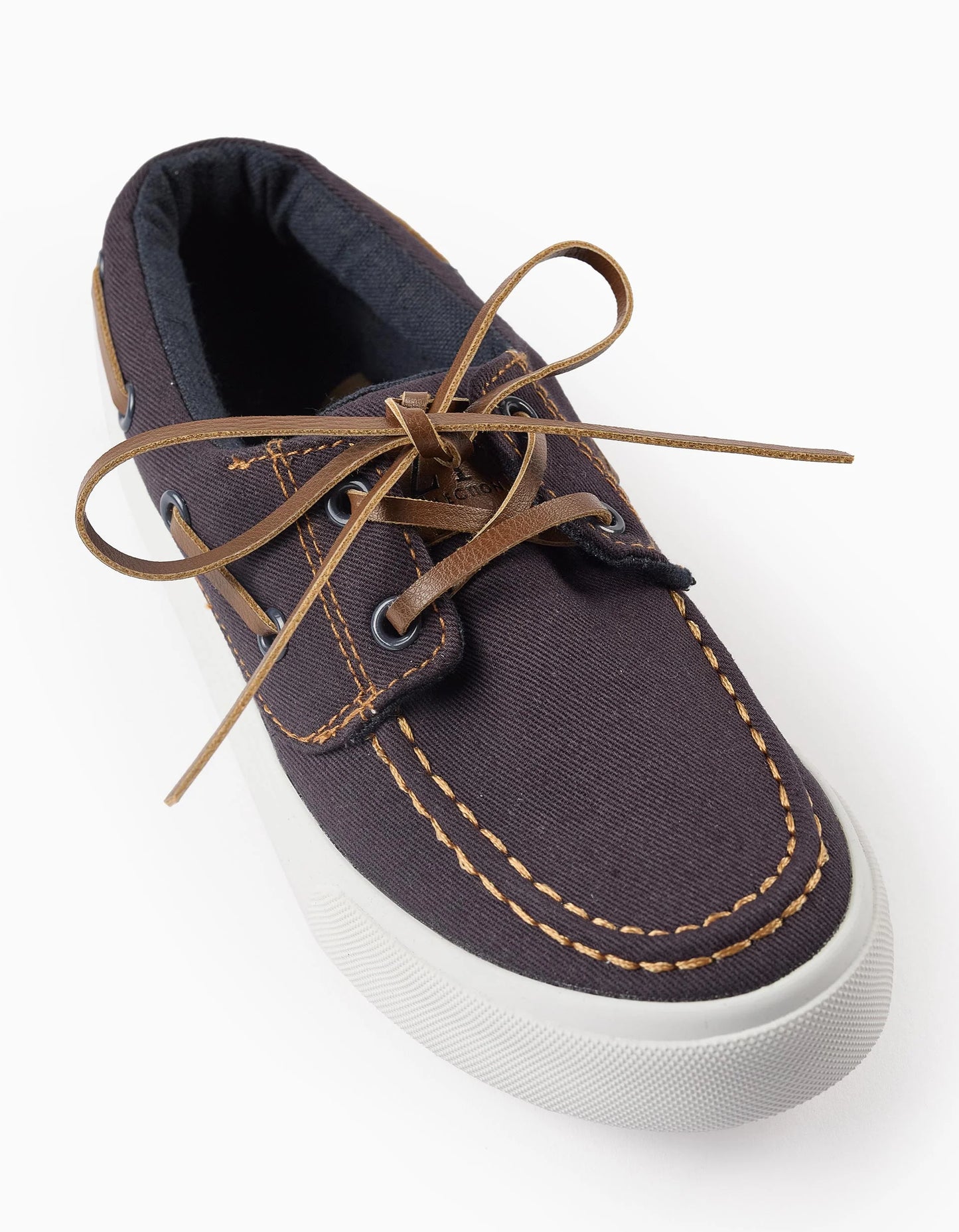 Twill Deck Shoes for Boys, Dark Blue