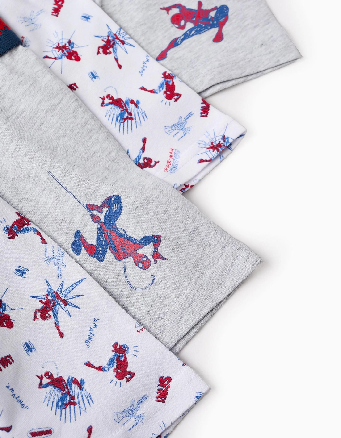 Pack of 4 Plain/Printed Boxer Shorts for Boys 'Spider-Man', Multicolour