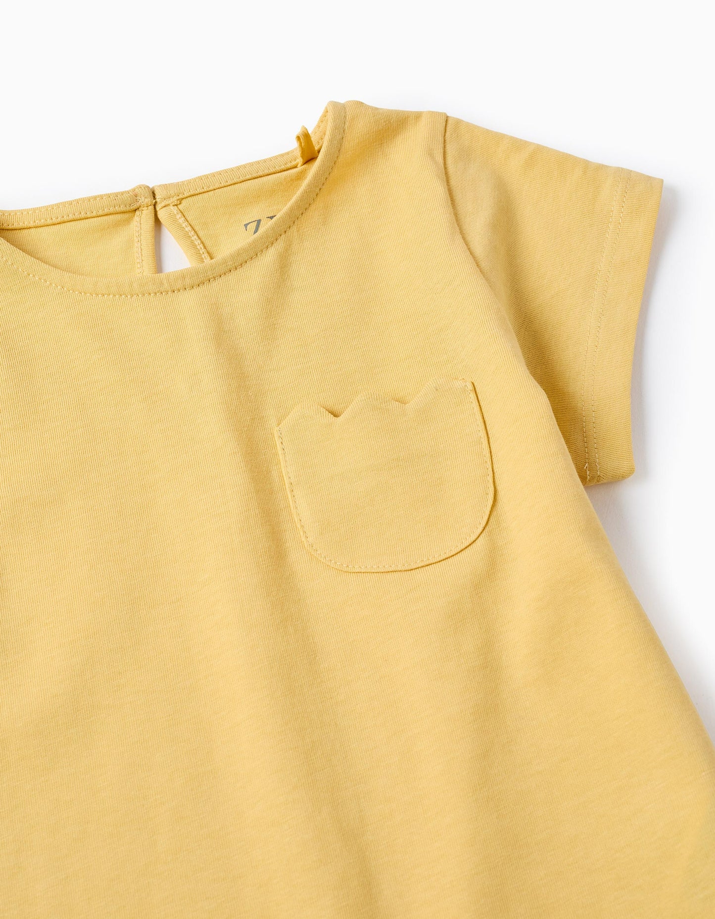 T-shirt with Wavy Pocket for Girls, Yellow