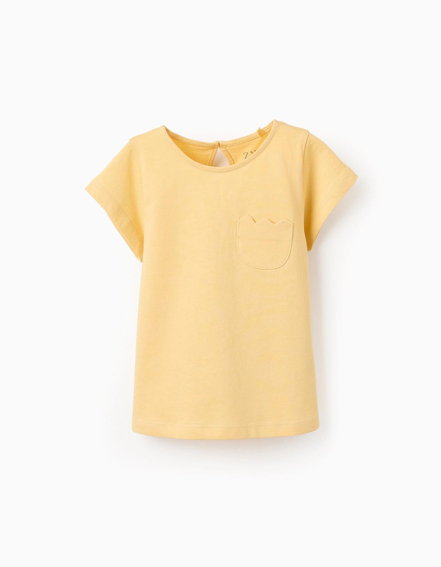 T-shirt with Wavy Pocket for Girls, Yellow