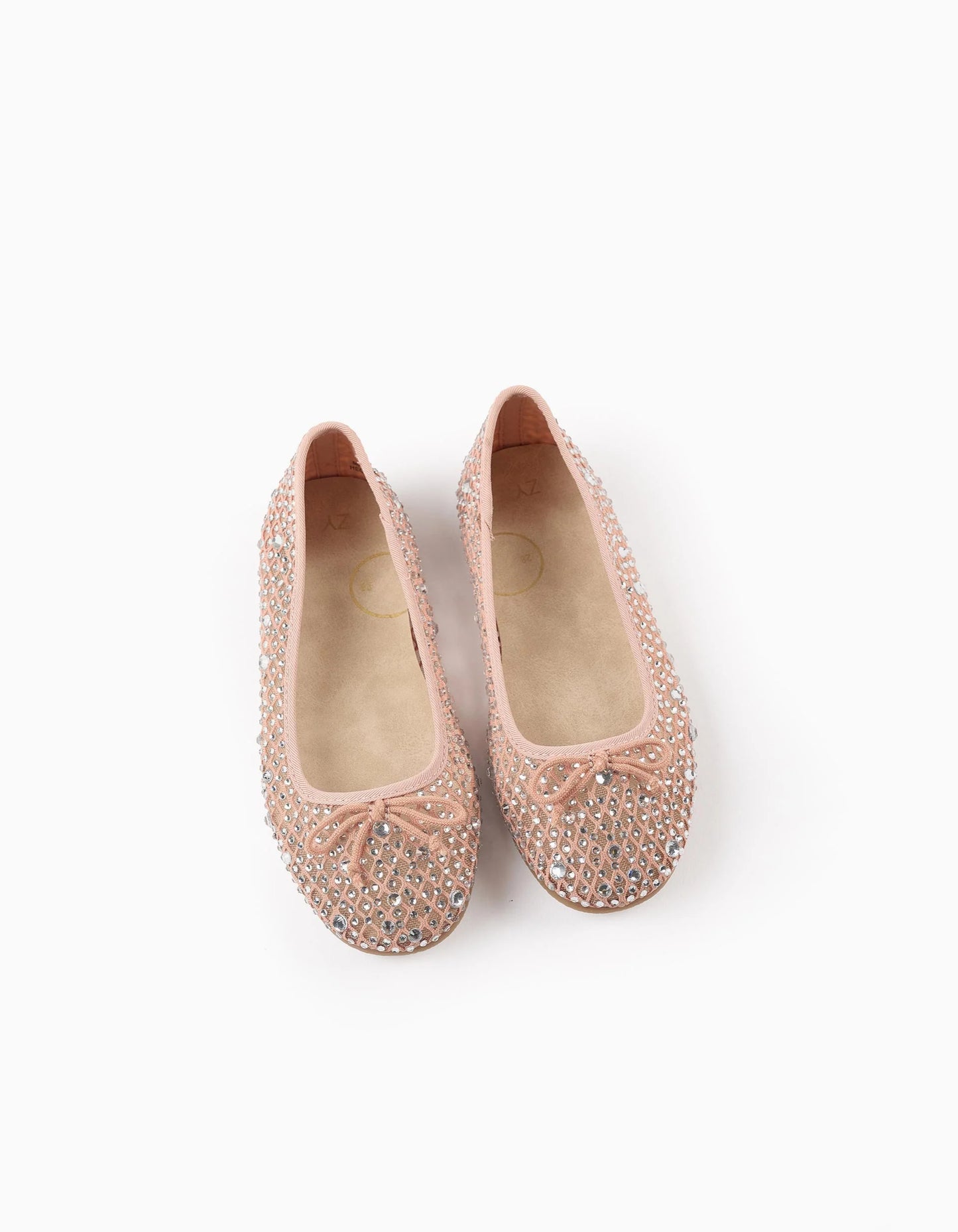 Mesh Ballerina Flats with Sparkles for Girls, Pink/Silver