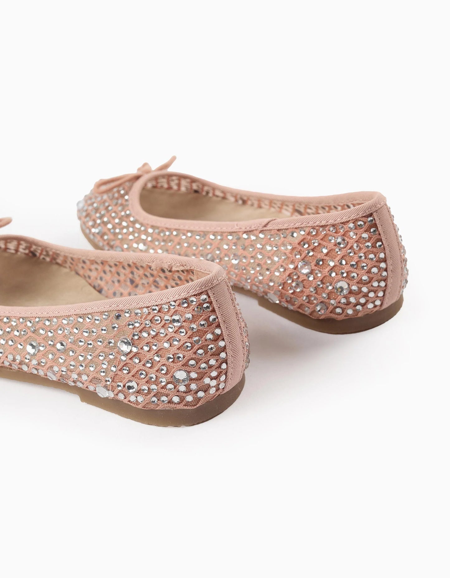 Mesh Ballerina Flats with Sparkles for Girls, Pink/Silver