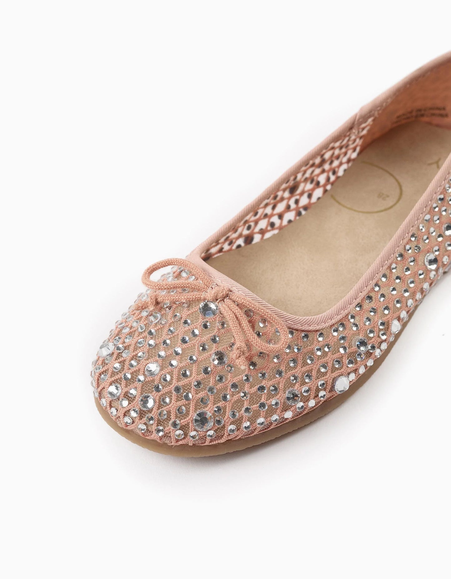 Mesh Ballerina Flats with Sparkles for Girls, Pink/Silver