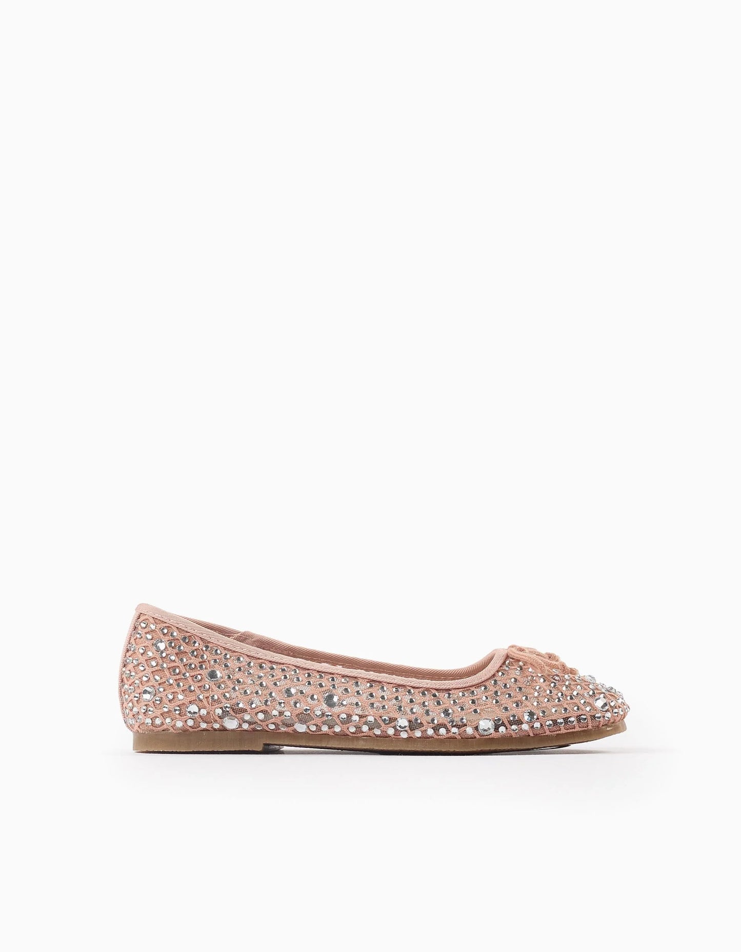 Mesh Ballerina Flats with Sparkles for Girls, Pink/Silver