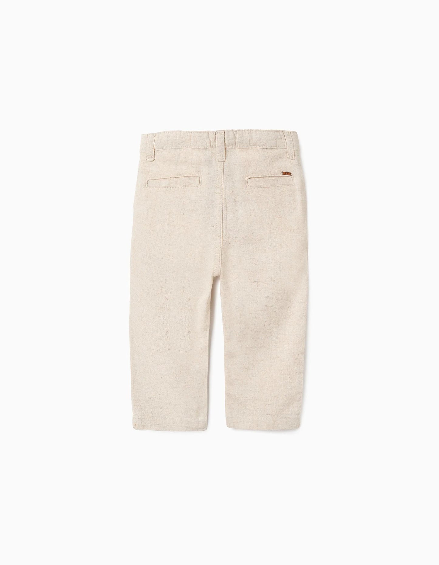 Linen Trousers for Baby Boys, Beige