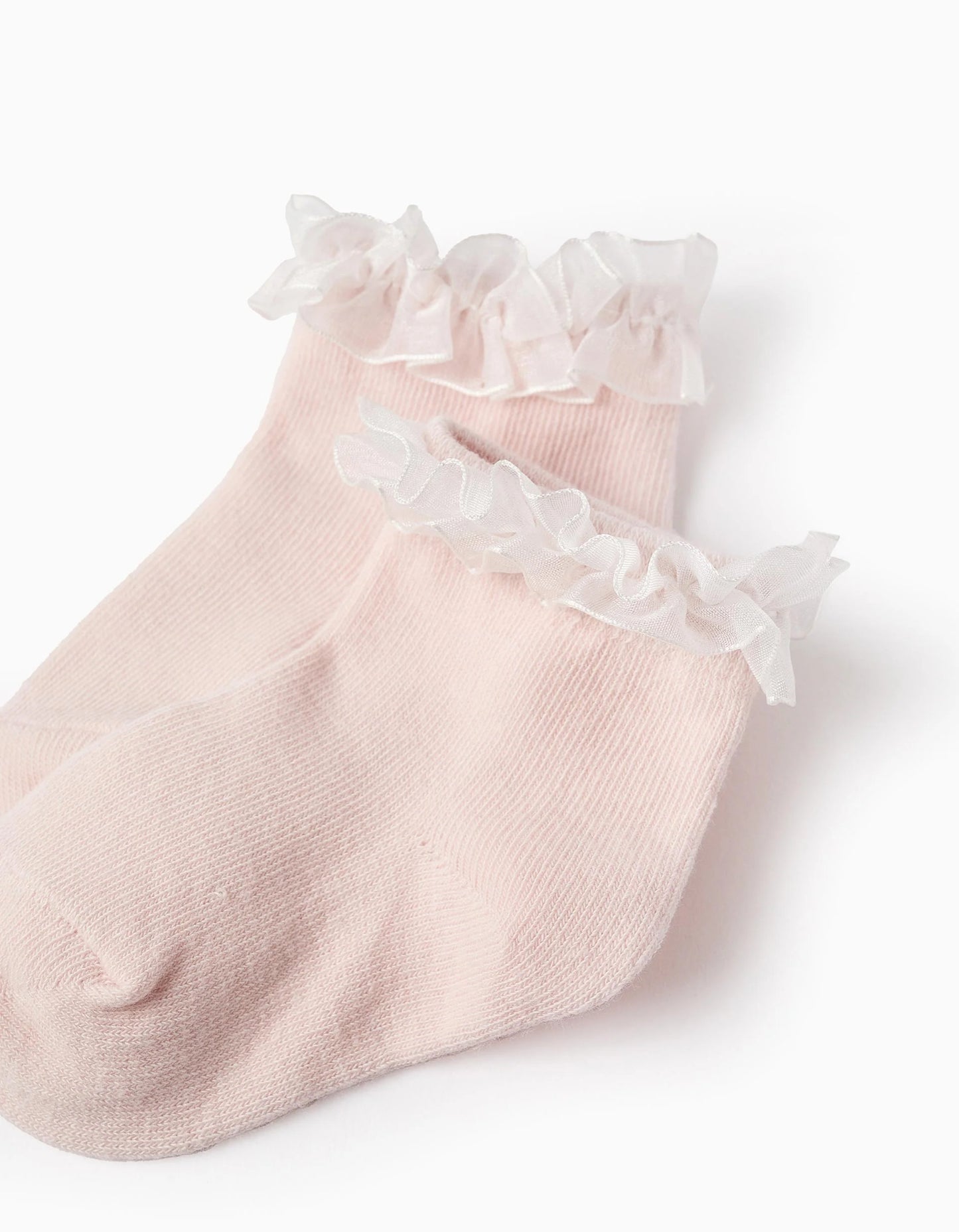 Socks with Tulle Ruffles for Baby Girls, Pink
