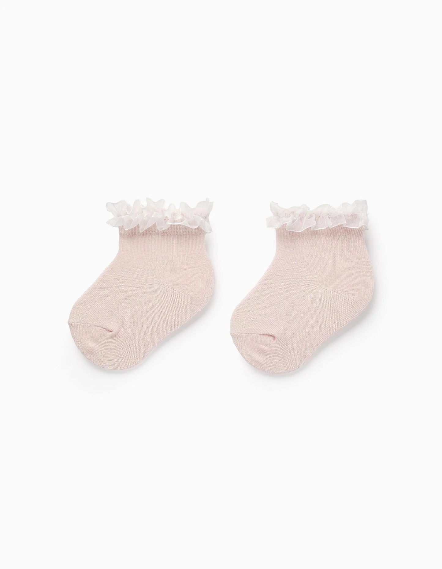 Socks with Tulle Ruffles for Baby Girls, Pink