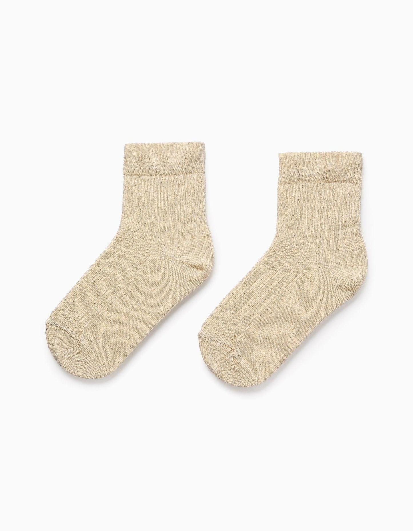Ribbed Socks with Lurex Threads for Girls, Gold