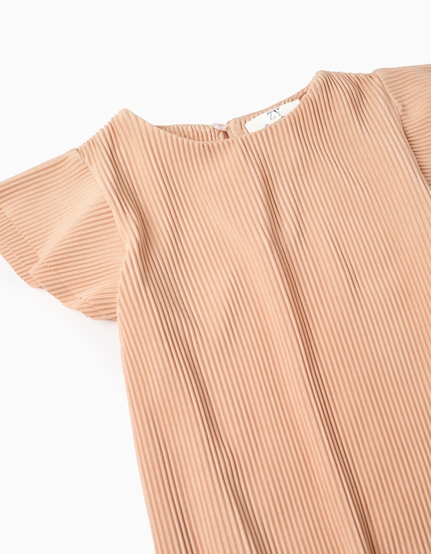 Pleated T-shirt for Baby Girls, Beige