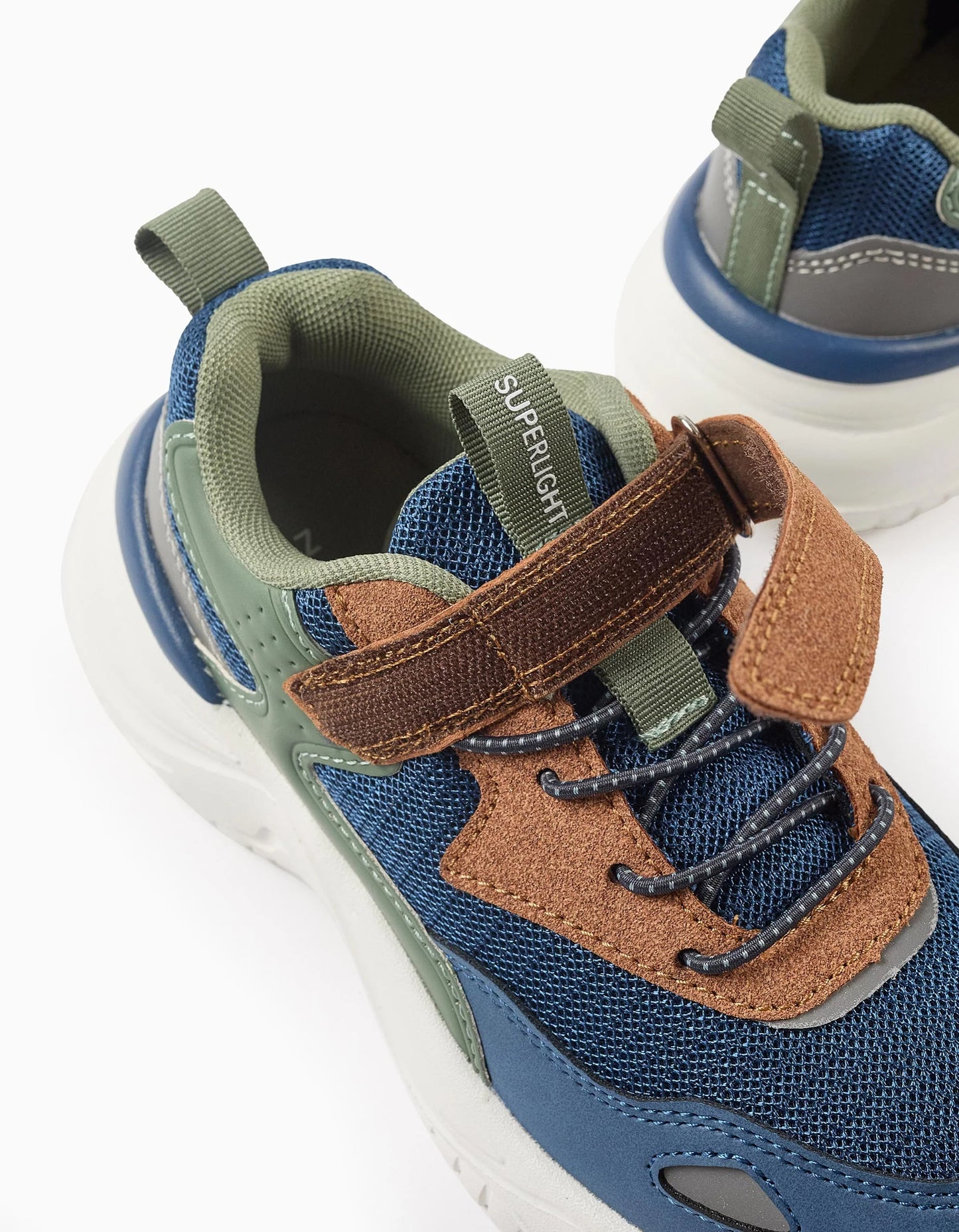 Trainers for Boys 'ZY Superlight Runner', Blue/Green/Camel