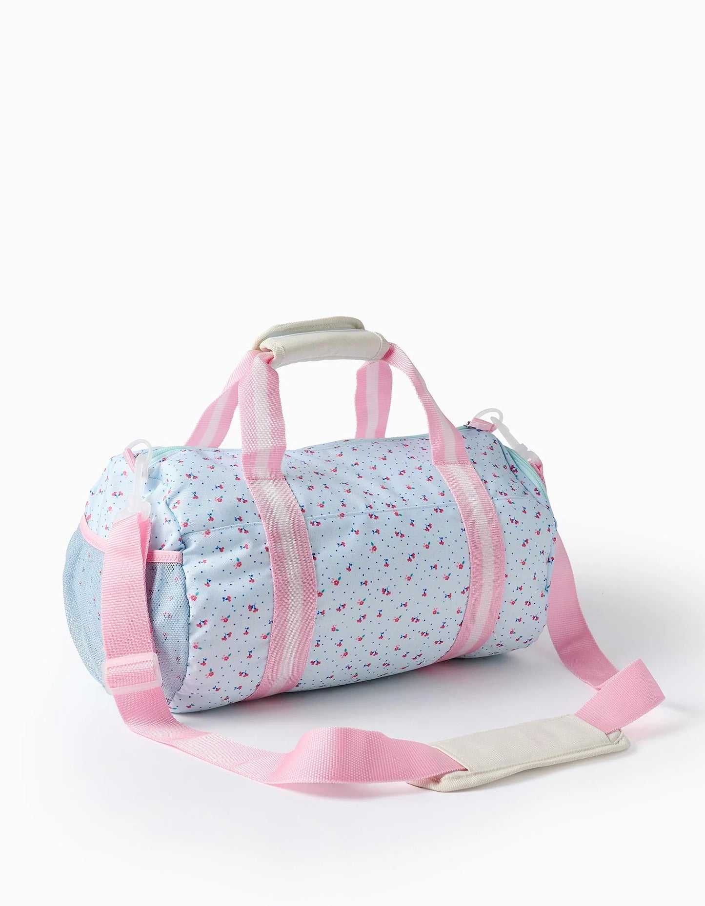 Floral Sports Bag for Girls, Light Blue/Pink