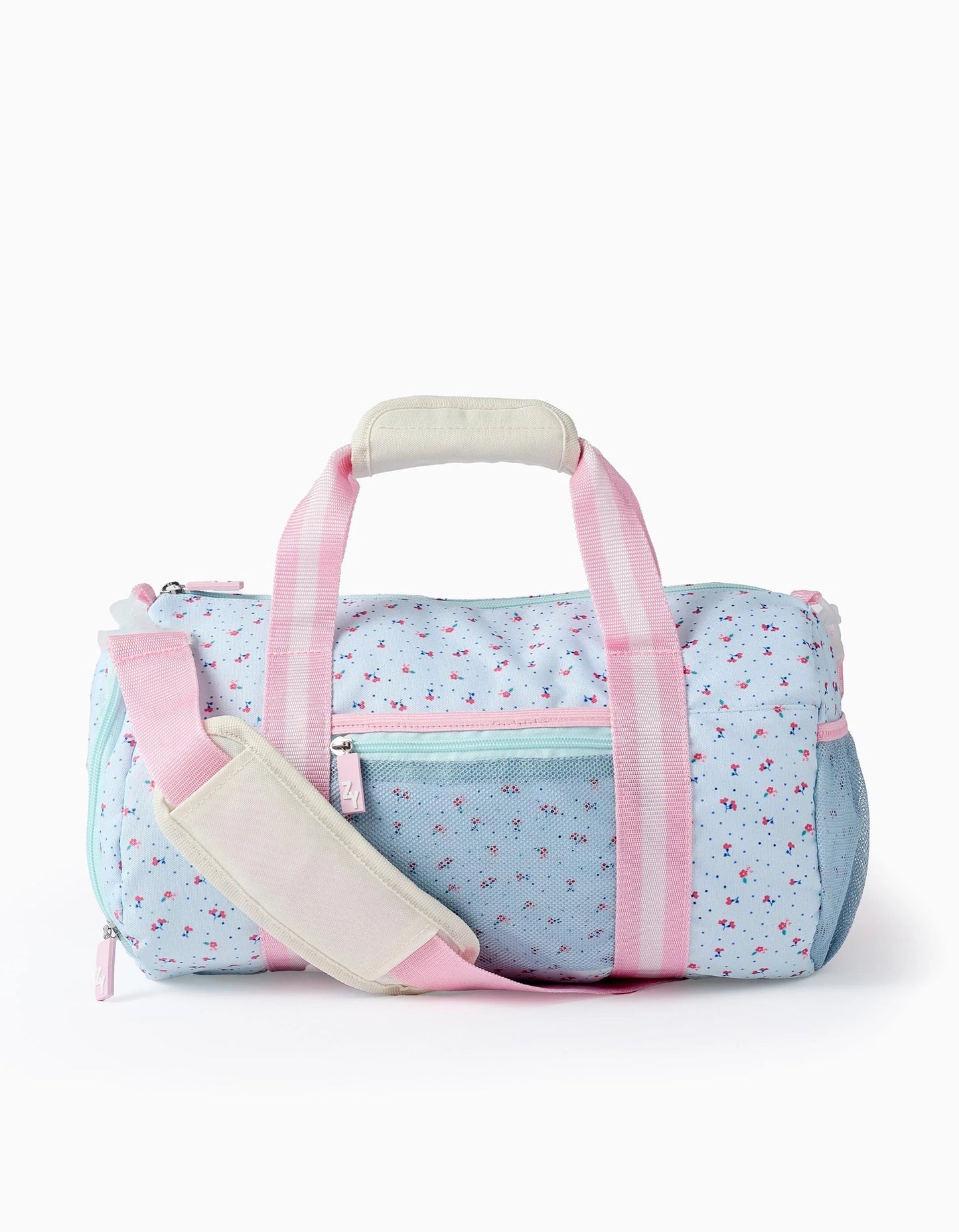 Floral Sports Bag for Girls, Light Blue/Pink