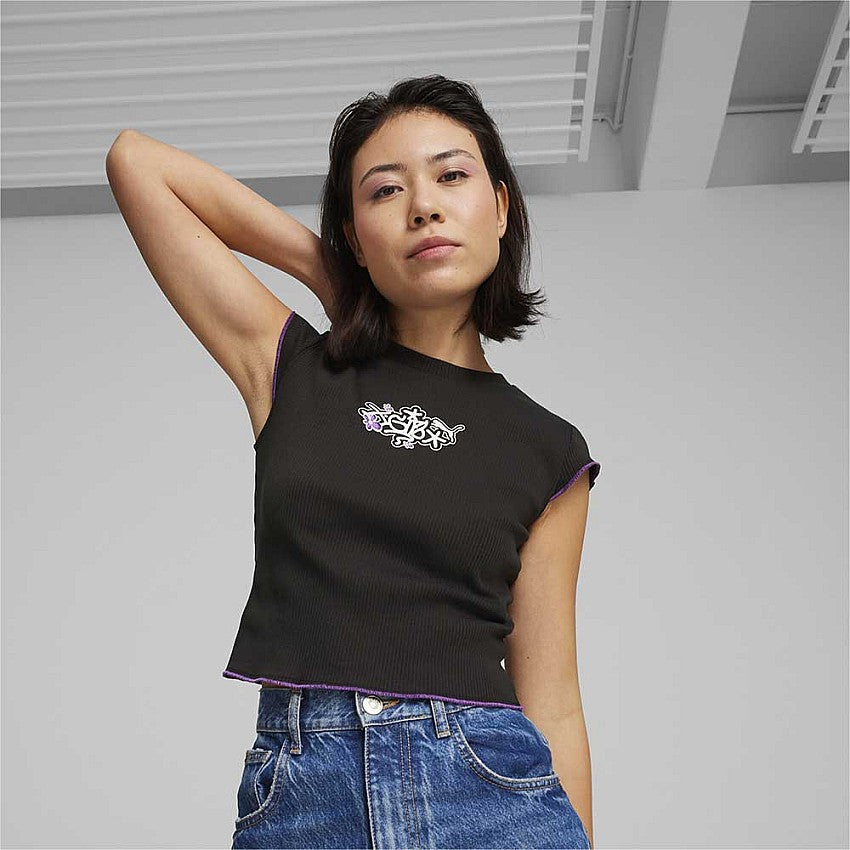 PUMA X X-GIRL Ribbed Slim Tee Women Sportstyle Prime