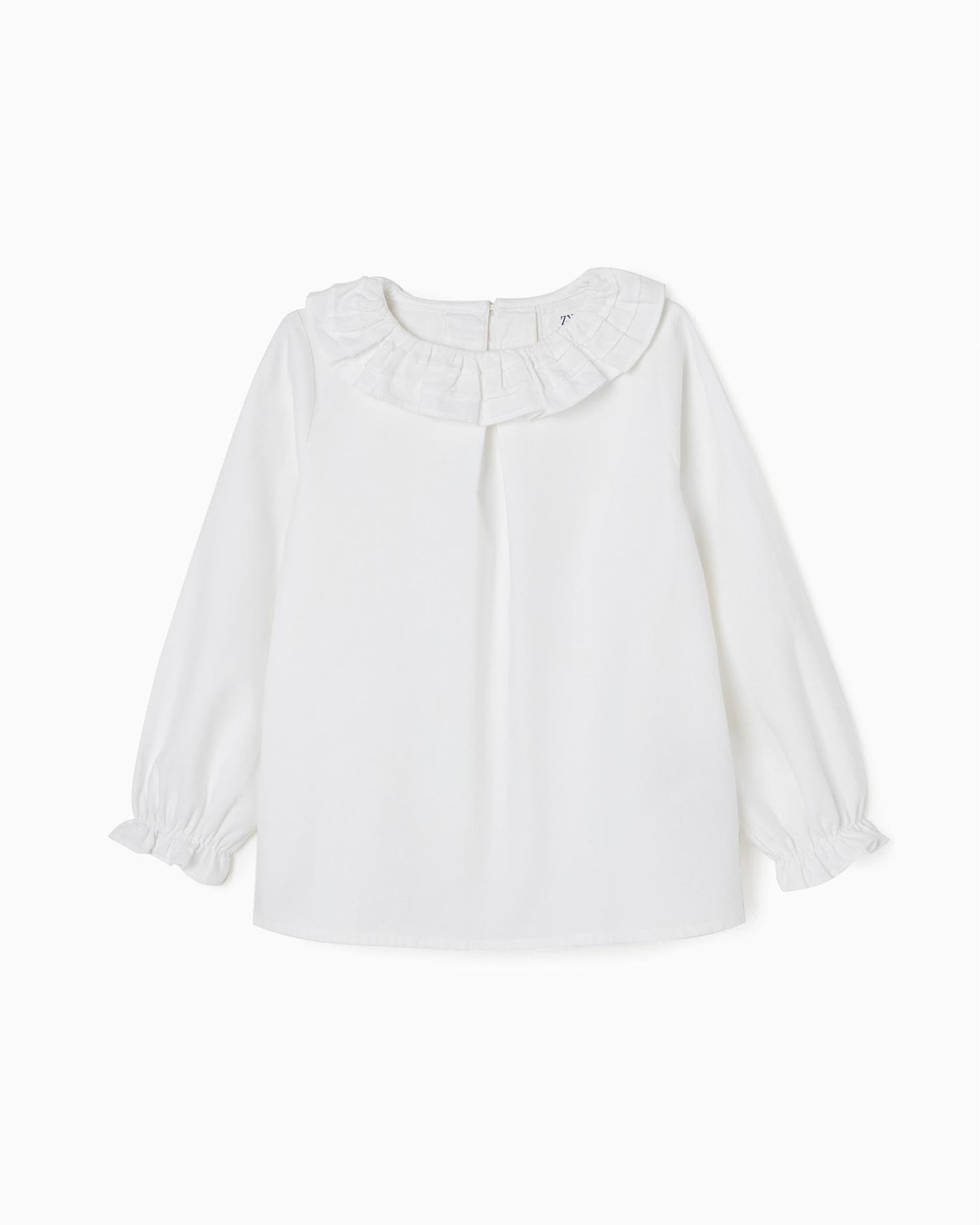 Cotton Twill Blouse for Girls, White