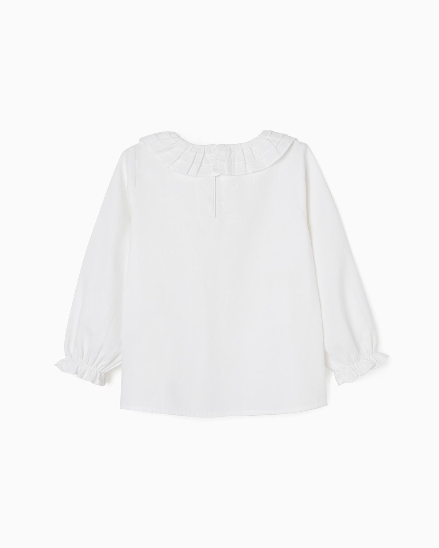 Cotton Twill Blouse for Girls, White