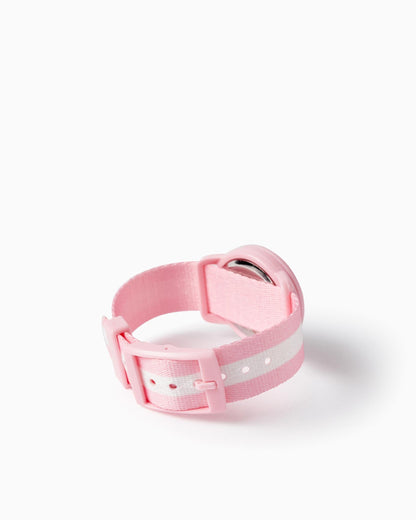 Striped Watch for Girls, Pink/White