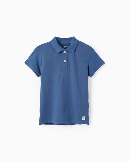 Polo in Cotton Piqué for Boys, Dark Blue