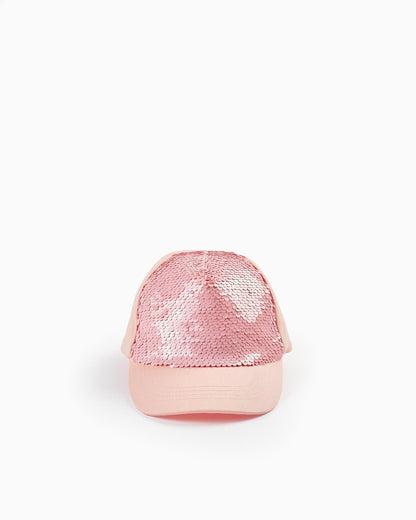 Cotton Cap with Sequins for Girls, Pink