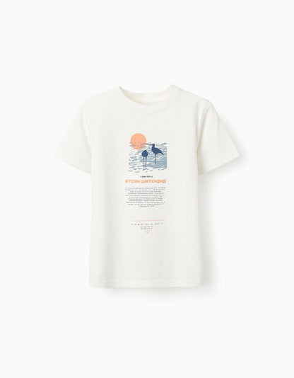 Cotton T-shirt for Boys 'Stork', White