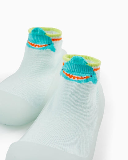 Steppies Baby Slipper Socks 'Shark', Blue