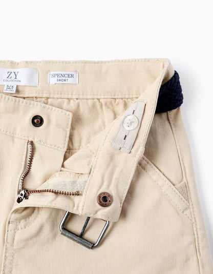 Chino Shorts with Belt for Boys, Beige