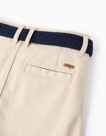 Chino Shorts with Belt for Boys, Beige