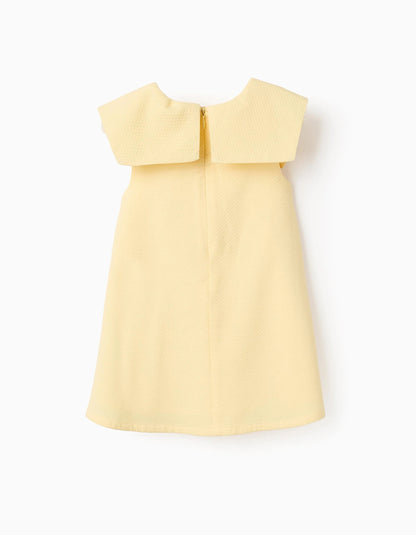 Maxi Texture Dress with Bow for Baby Girls, Yellow
