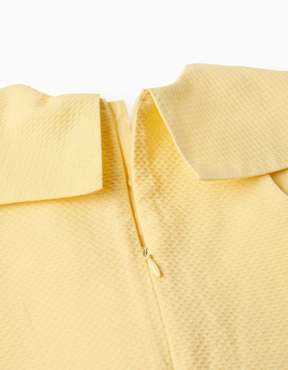 Maxi Texture Dress with Bow for Baby Girls, Yellow
