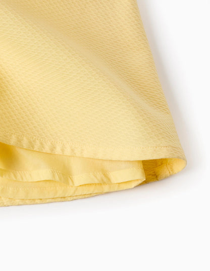 Maxi Texture Dress with Bow for Baby Girls, Yellow