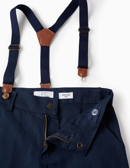 Shirt + Shorts + Braces for Boys, Blue