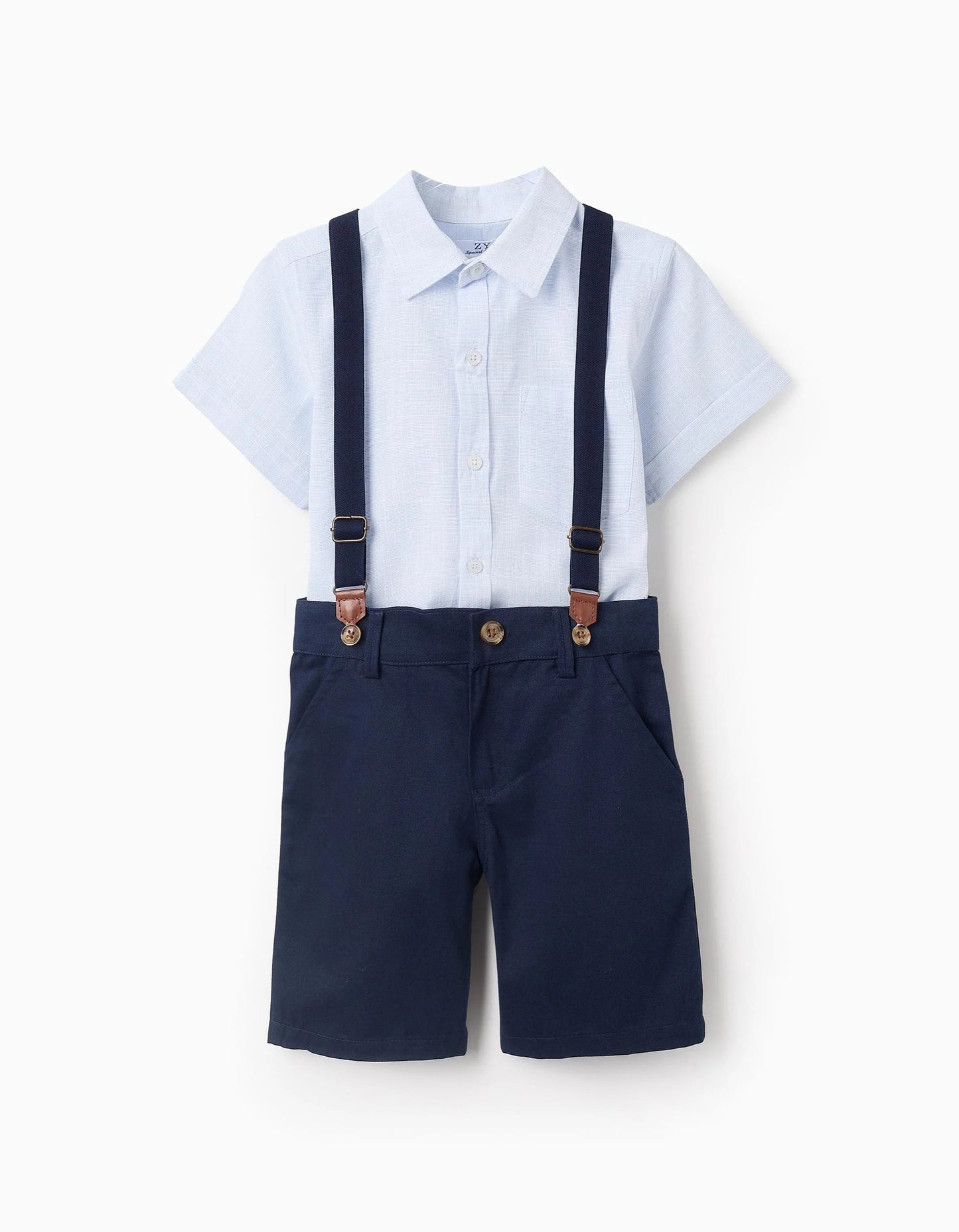 Shirt + Shorts + Braces for Boys, Blue
