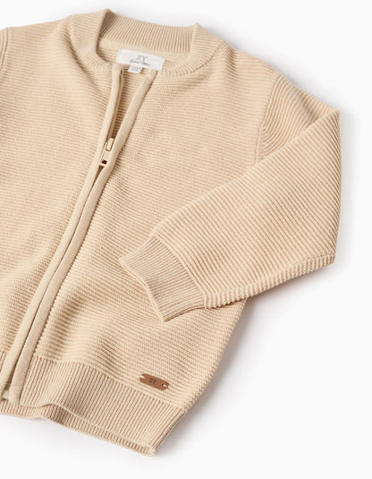 Cardigan with Texture for Baby Boys, Beige