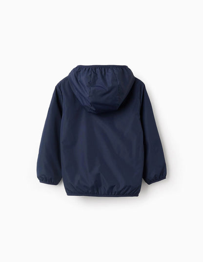 Hooded Windbreaker for Boys, Dark Blue/Grey