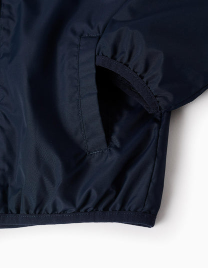 Hooded Windbreaker for Boys, Dark Blue/Grey