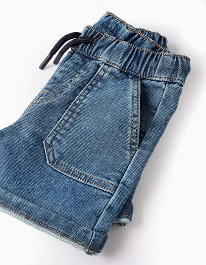 Denim Shorts with Patch Pockets for Baby Boys, Blue